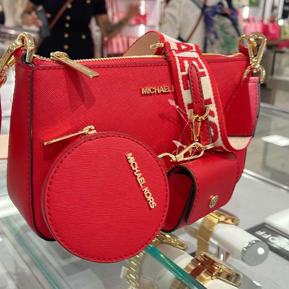 MICHAEL KORS JET SET TRAVEL SMALL SHOULDER CROSSBODY WITH TECH ATTCH AIRPOD  MK - Picture 2 of 16